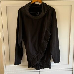 The Bay Olympics Black Asymmetrical Long Sleeve Wrap Top Tunic Size Small